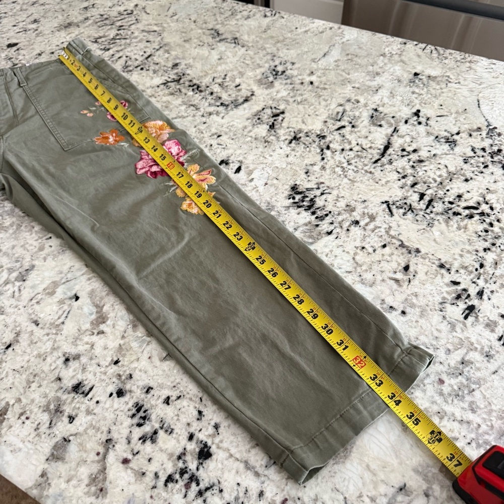 Driftwood Green Utility Boyfriend Crop Floral Embroidery Large - Picture 12 of 16